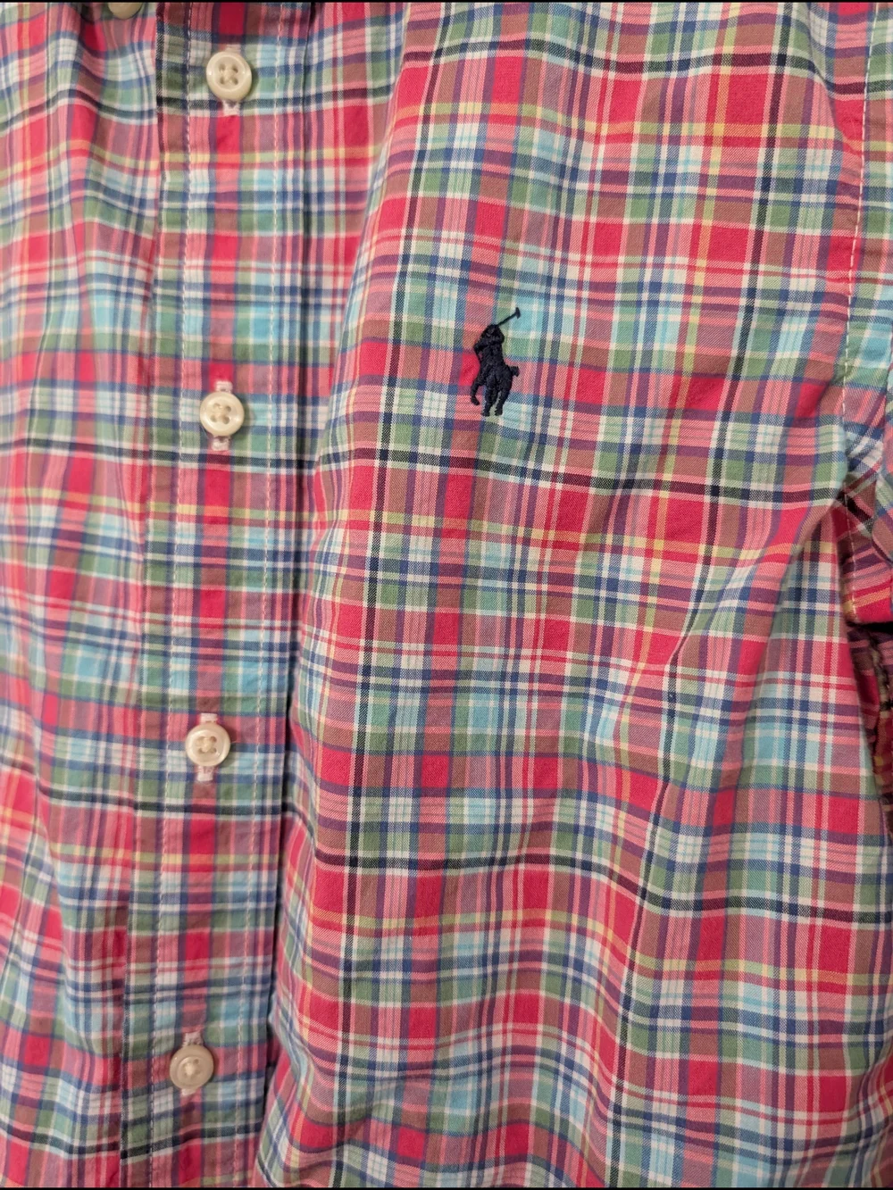 Ralph Lauren Boys Plaid Button-Down Shirt in Red & Blue Size 6